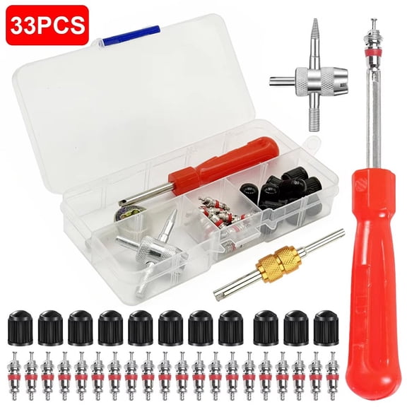 Baguer 33Pcs Car Slotted Handle Tire Valve Stem Core Remover Screwdriver tool Kit
