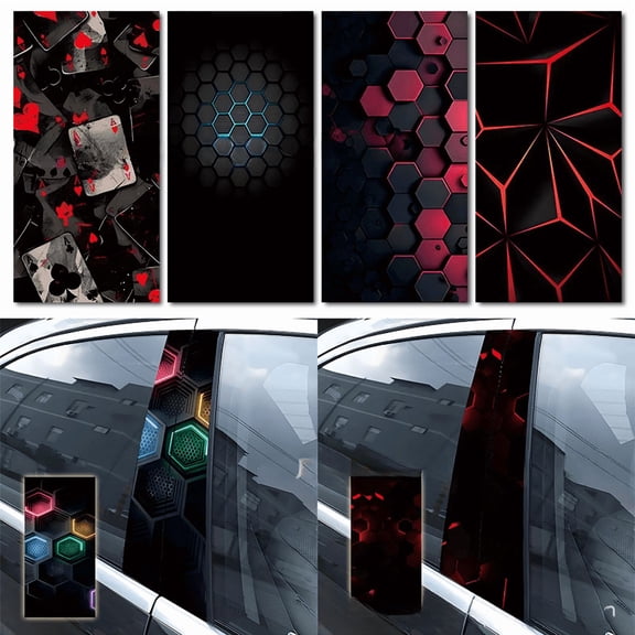 Baguer 3D Stereoscopic Car B-Pillar Decal Geometric Pattern Waterproof Scratch Resistant DIY Sticker for SUV Sedan Hatchback 2 Pack