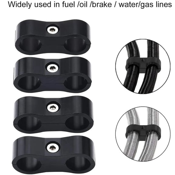 Baguer 4Pcs 8An 10An Hose Separator Clamp Fuel Hose Line Black Aluminum Adapter New