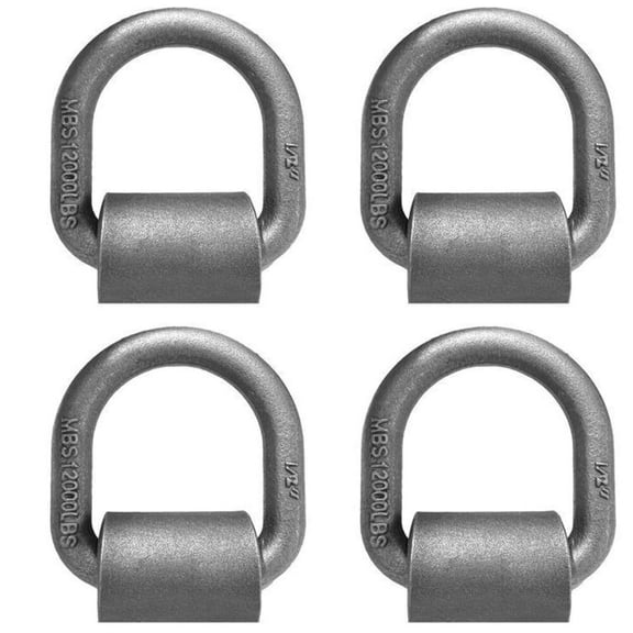 Baguer 4Pcs Trailer D-Ring towing Loop 1/2" Heavy Duty Welded D-Rings 12,000 Lbs for Truck Cargo Rv Bungeeing Trailer Accessories