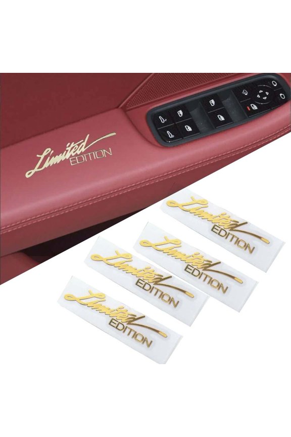 4pcs 3D Metal Limited Edition Logo Gold Badge Metal Sticker Decal Motorcycle Automobile Popular Letter Name Sticker
