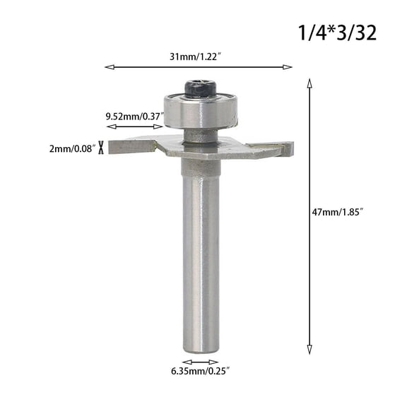 Baguer 6.35Mm Shank T-Sloting Biscuit Joint Slot Cutter Jointing Slotting Router Bit 2Mm Height Milling Cutter Woodworking tools