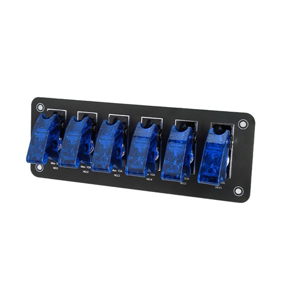 Baguer 6-Position Rocker Switch Panel 12V/24V 10A Fused Power Controller With Blue Led for Car Rv Racing Vehicle Modification