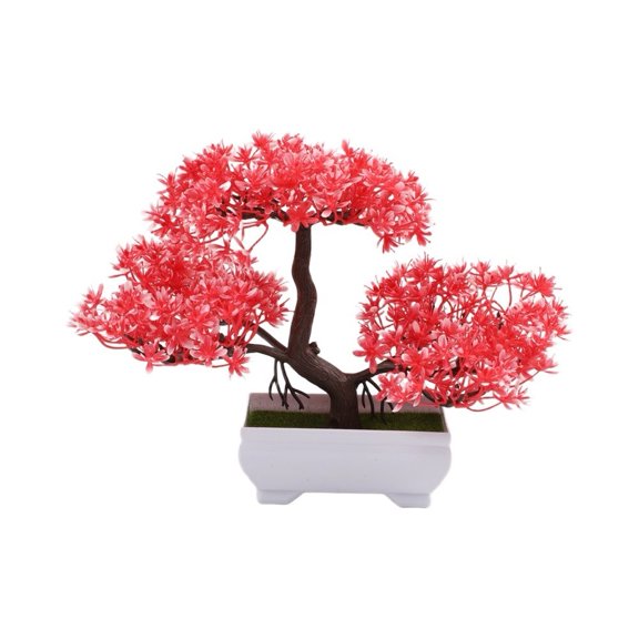 Baguer Artificial Plum Blossom Pine Bonsai Tree, 10 Inch Fake Cloud Pine Plant for Wedding Home Office Decor