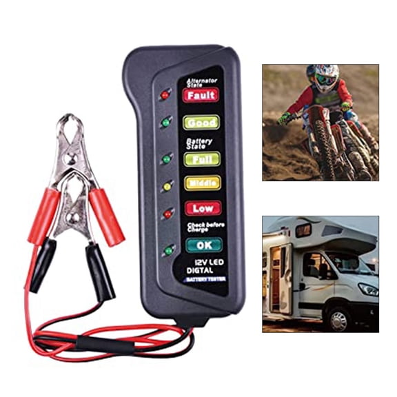 Baguer Car Battery Tester With Led Indicator for 12V Vehicles and Motorcycles,Simple Operation, One Step Use, Save Your Time