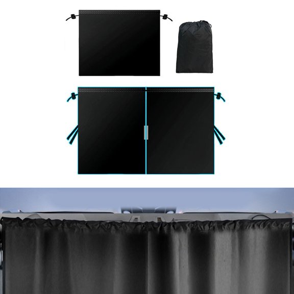 Baguer Car Front and Rear Partition Curtain Set, 95% Light Blockage Sun Shade for Heat Insulation, Privacy Divider for SUV Sedan Truck Camping Travel, Black