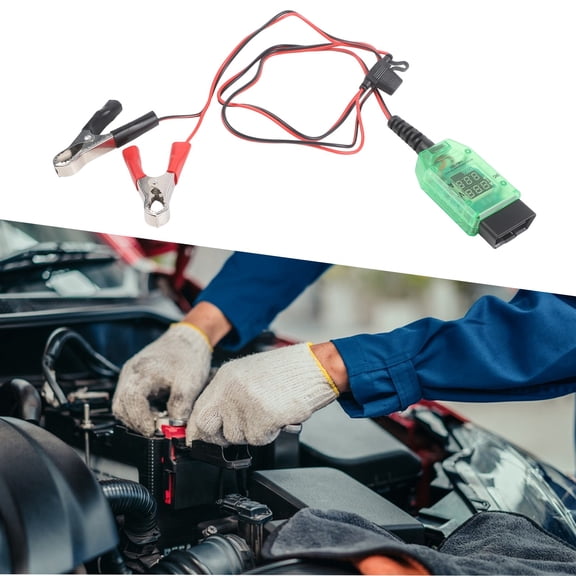Baguer Car Power Cable Auto Obd Battery Memory Saver Clip With Digital Voltage Display