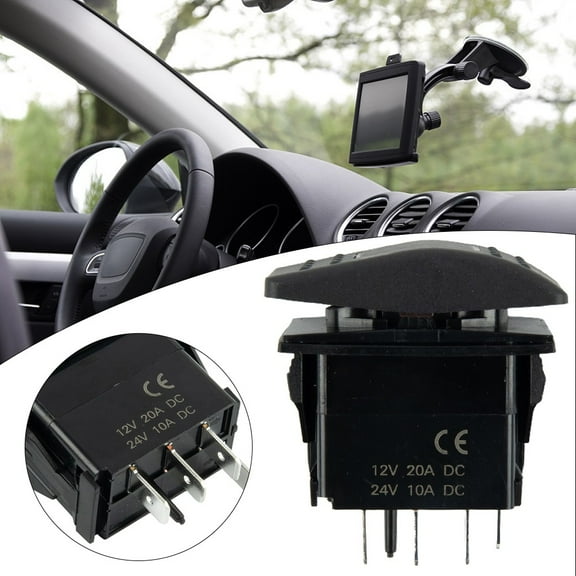 Baguer Car Rocker Switch Momentary Rocker Switch toggle On/off 12V/20A 7Pin Dpdt Red Led Light toggle Rocker Reverse Rear Light Switch