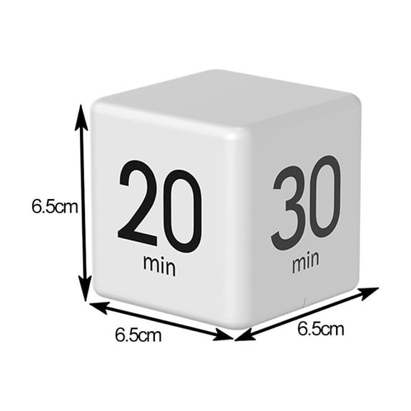 Baguer Cube Timer with Gravity Sensing, 15/20/30/60 Min Visual Countdown for Cooking Study Work, Loud Alarm & Display, ABS