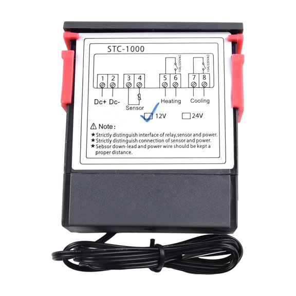 Baguer Digital Temperature Controller STC-1000 with LCD Display, -50 to 99C Range, Dual Relay Heating Cooling Thermostat for 12V 24V 110V 220V