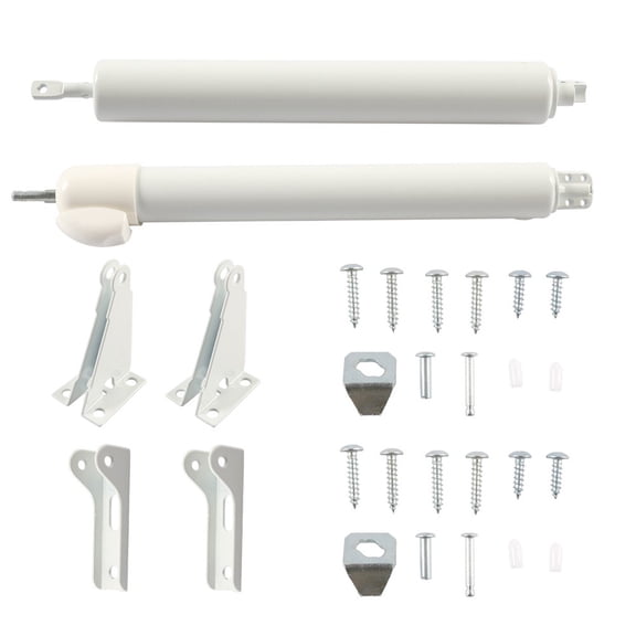 Baguer Dual Door Closer System for Storm Screen and Security Doors, Adjustable Pneumatic Closer Kit With Smooth Closing Action, White Metal Hardware for Heavy Duty Entryways, 2 Pack