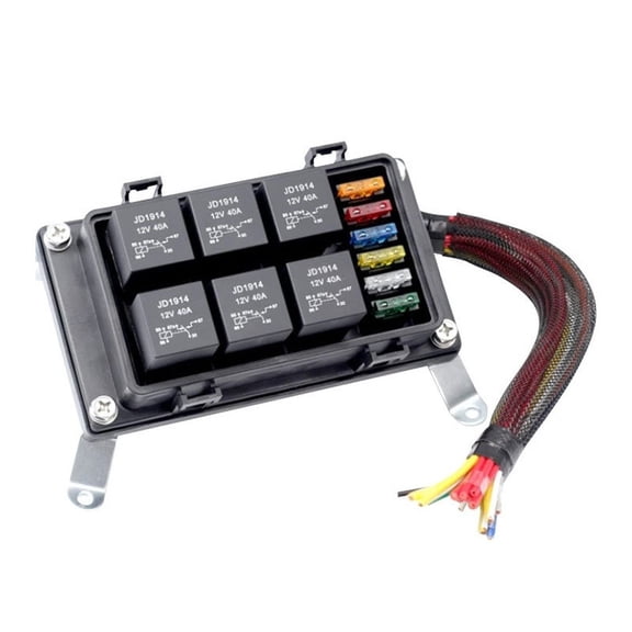 Baguer High Capacity 6 Way Waterproof Fuse Relay Box With 6 Relays for 12V Cars