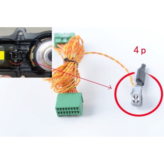 Baguer Lossless Adapter Cable for Volvo Vs 60/90 Bowers & Wilkins Amplifiers With Silver Cone 4 Hole Center Speaker Wire.