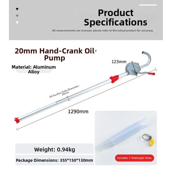 Baguer Manual Oil Pump Hand Crank Fuel Transfer Pump Aluminum Alloy Self Priming Diesel