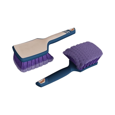 Baguer Tire Cleaning Brush With Rubber Handle for Vehicle Wheels, Dense Bristles for Dirt Removal and Foam Generation, Ergonomic Grip for Car Detailing