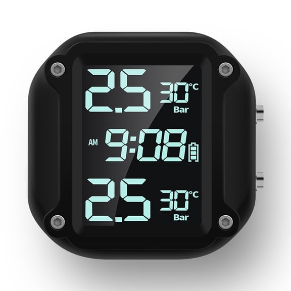 Baguer Wireless Motorcycle Real Time Tire Pressure Monitoring System Tpms Tire Pressure Monitor With 2 External Sensors Lcd Display