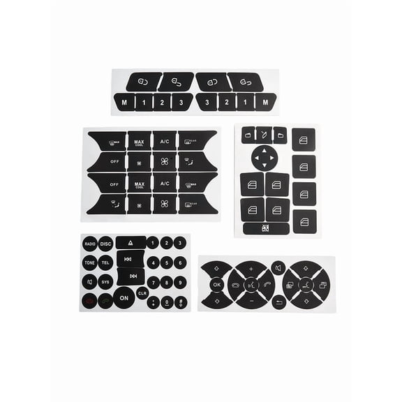 Baguer for Benz Push Button Repair Decal Sticker Set for Ac Door Radio Window Steering Controls Fits C Class E Class Slk Class