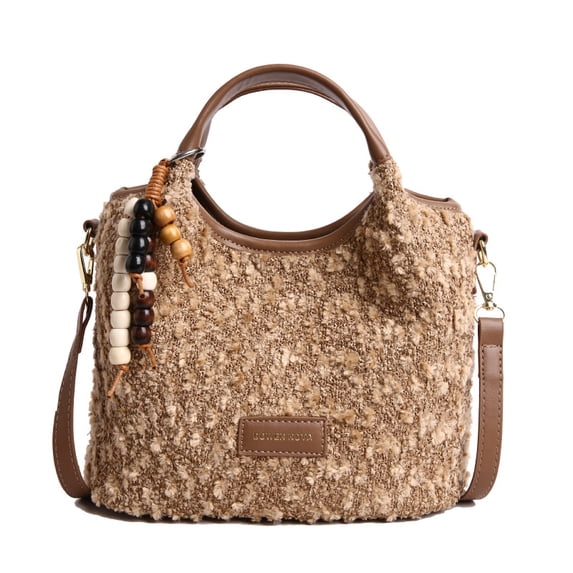 Baguery 2025 Women's Lamb Wool Crossbody Purse - Fashion Top Handle Tote/Shoulder Bag (9.84×4.72×7.87in)