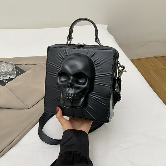 Baguery 3D Skull Top-handle Bag - Vegan Leather Waterproof Punk Rock Ghost Head Handbag Shoulder Bag