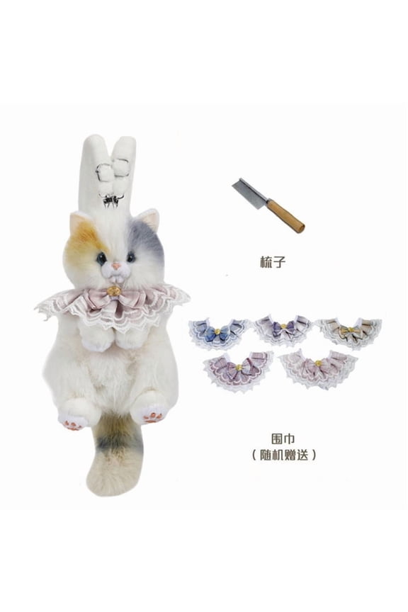 Calico Cat Shaped Backpack - Handcrafted Stuffed Plush Bag with 3-Way Straps (Shoulder/Crossbody/Handbag)