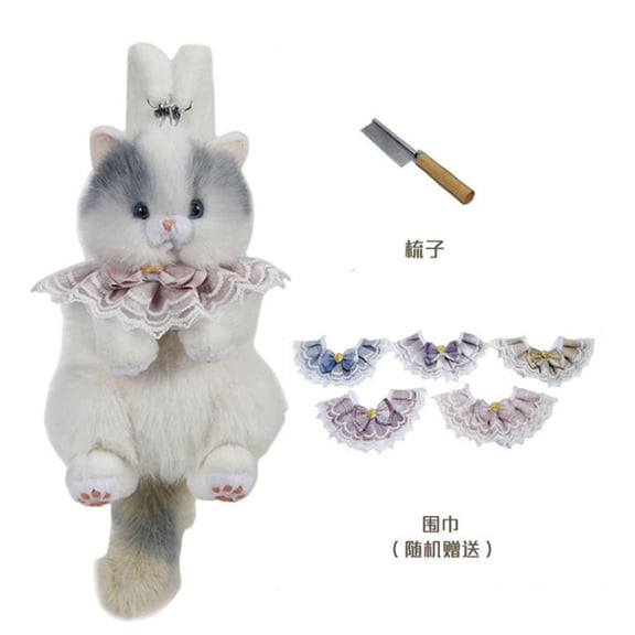 Baguery Calico Cat Shaped Backpack - Handcrafted Stuffed Plush Bag with 3-Way Straps (Shoulder/Crossbody/Handbag)​