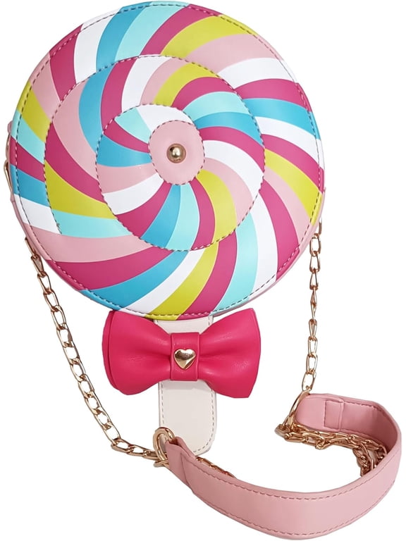 Candy Shaped Crossbody Bag - PU Leather, 6.88x6.88x2.95in, Novelty Handbag for Girls Teens Women