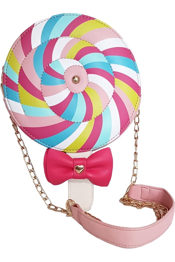 Candy Shaped Crossbody Bag - PU Leather, 6.88x6.88x2.95in, Novelty Handbag for Girls Teens Women