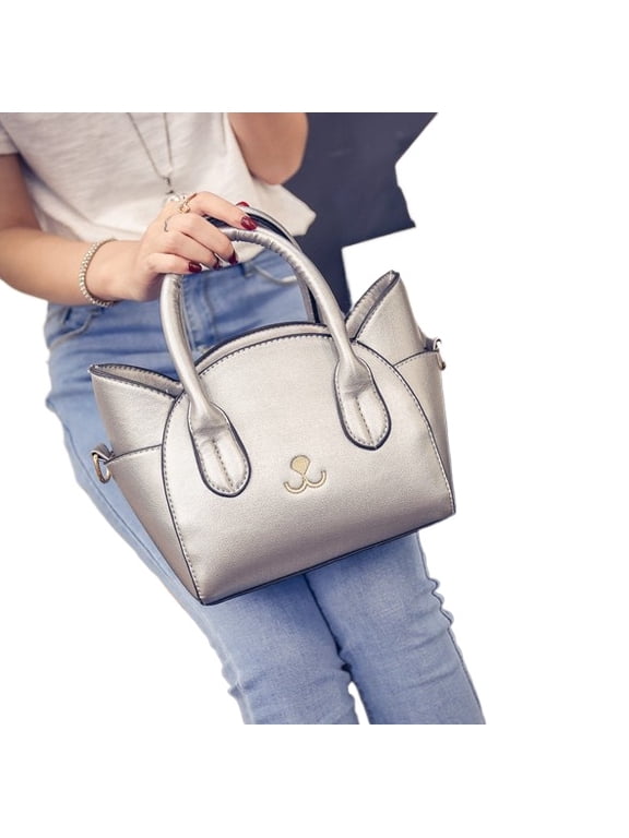 Cat Purse for Women - Cute Gothic PU Leather Top Handle Shoulder Bag, 3-Way Crossbody for Teens (10.63×7.28×4.02in, 2-Year Warranty)