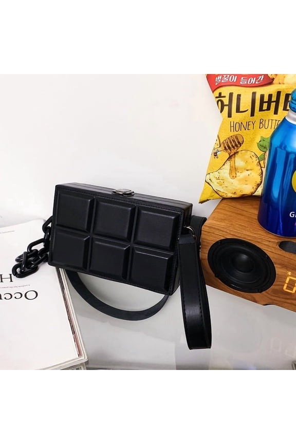 Couple’s Chocolate-Inspired Hardshell Crossbody Bag - Waterproof PU Leather Boxy Satchel (7.48×2.95×4.72in)