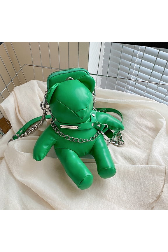 Cute Bear Shape Crossbody Bag - Soft Lining PU Leather Phone Purse with Chain Shoulder Handbag​