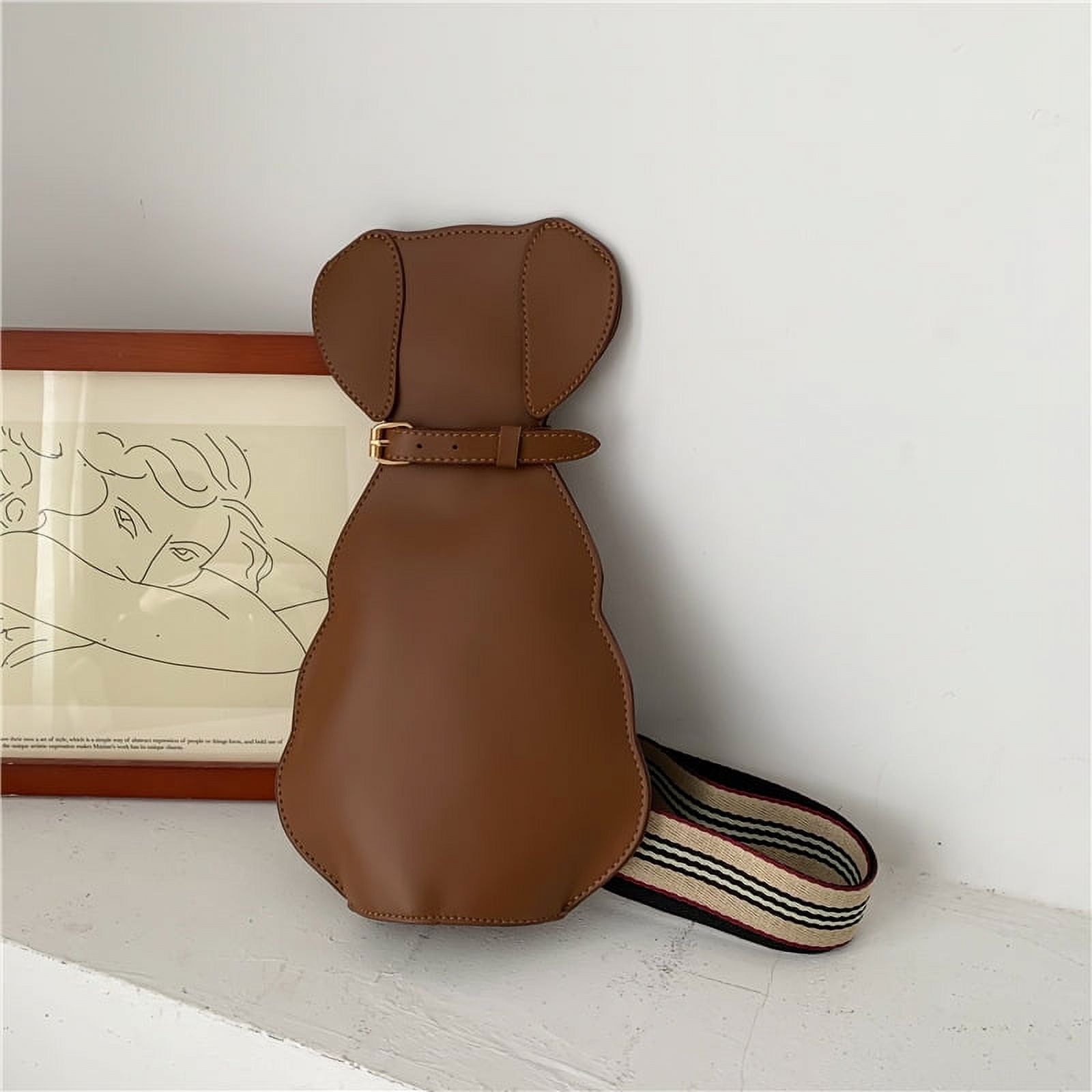 Baguery Cute Cat Shaped Crossbody Bag - Creative Wide Strap Chest Bag, Cartoon Novelty Purse for Sports & Travel