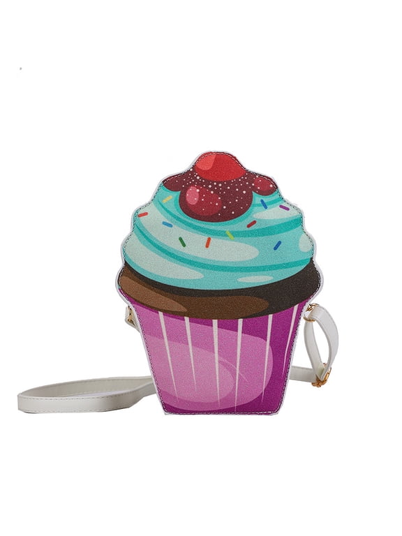 Cute Cupcake Crossbody Bag - PU Leather Small Shoulder Purse with Adjustable Strap for Girls & Women