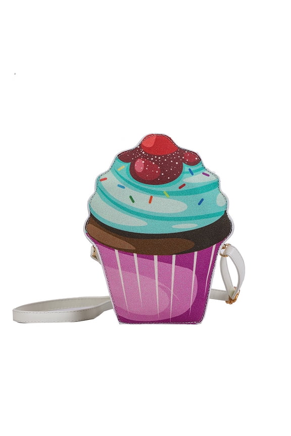 Cute Cupcake Crossbody Bag - PU Leather Small Shoulder Purse with Adjustable Strap for Girls & Women