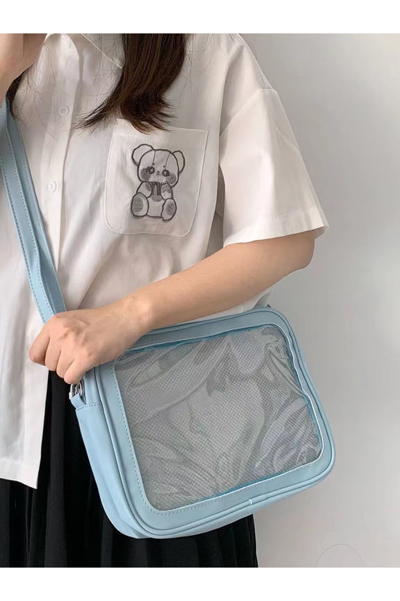 Cute Ita Bag - Multi-Purpose Crossbody/Messenger/Shoulder/Tote, Transparent Anime Pin Display, Premium PU Leather/PVC​
