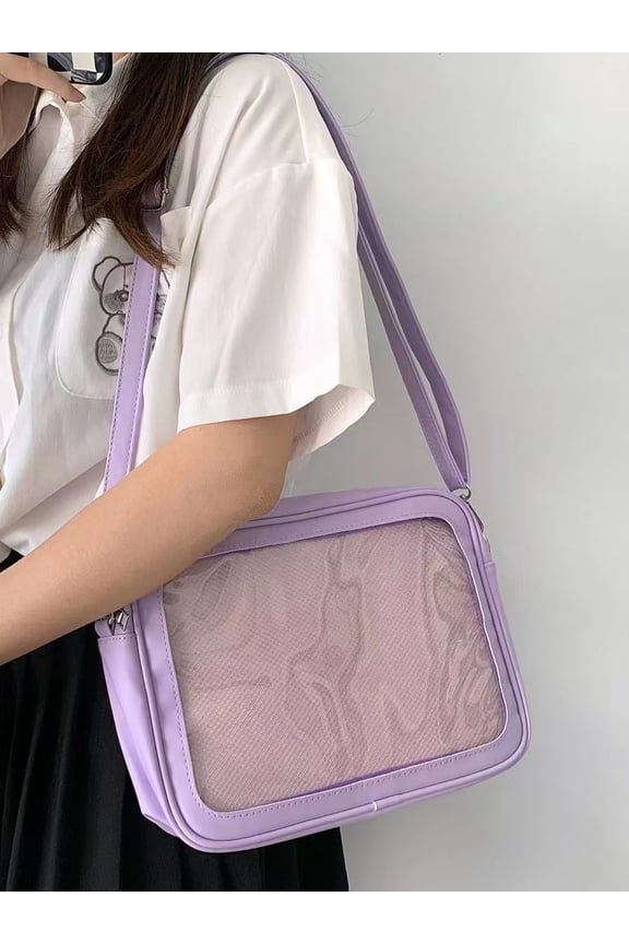 Baguery Cute Ita Bag - Multi-Purpose Crossbody/Messenger/Shoulder/Tote, Transparent Anime Pin Display, Premium PU Leather/PVC