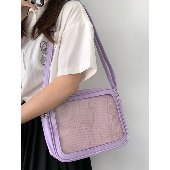 Baguery Cute Ita Bag - Multi-Purpose Crossbody/Messenger/Shoulder/Tote, Transparent Anime Pin Display, Premium PU Leather/PVC​