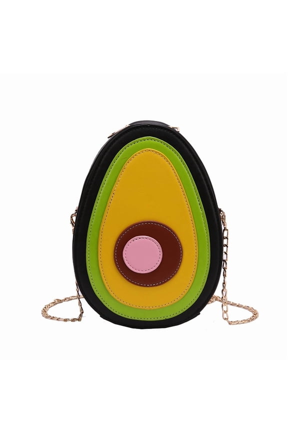 Cute Kiwi Fruit Crossbody Bag - Woven Straw-Style PU Leather Mini Shoulder Purse with Chain Strap (9.5×5.1×2.4in)