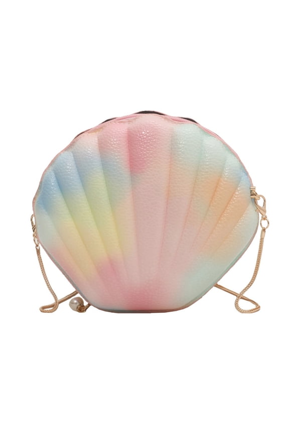Cute Seashell Crossbody Purse - Small PVC Hard Shell Chain Shoulder Bag for Women & Little Girls (2 Styles)