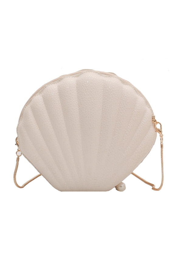 Cute Seashell Crossbody Purse - Small PVC Hard Shell Chain Shoulder Bag for Women & Little Girls (2 Styles)
