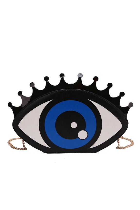 Evil Eye Crossbody Bag - Crown Decor PU Leather Chain Shoulder Purse for Casual & Party (10.23×2.75×7.09in)