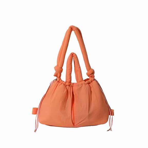 Baguery Fall Winter Puffer Tote Bag for Women - Lightweight Cotton-Stuffed Puffer Handbag Backpack with Drawstring