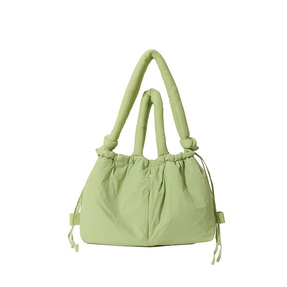 Baguery Fall Winter Puffer Tote Bag for Women - Lightweight Cotton-Stuffed Puffer Handbag Backpack with Drawstring