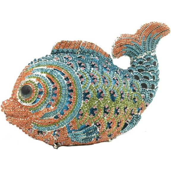 Baguery Fish Rhinestone Clutch Purse for Women, Mini Crystal Evening Bag Luxury Wedding Party Novelty Handbag