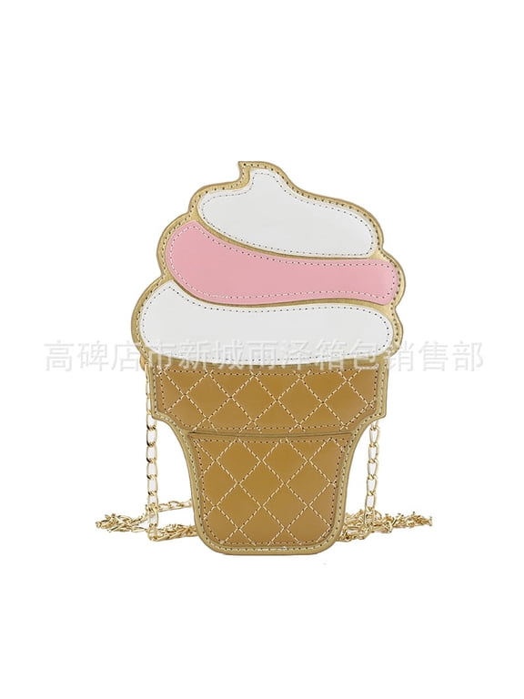 Girls Food-Shape Crossbody Bag - Cupcake/Popcorn/Hamburger/Ice Cream PU Leather Small Shoulder Purse for Women