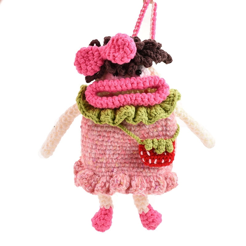 Baguery Handmade Crochet Phone Crossbody Bag for Women - Mini Knitted Cute Cell Phone Purse with Long Strap