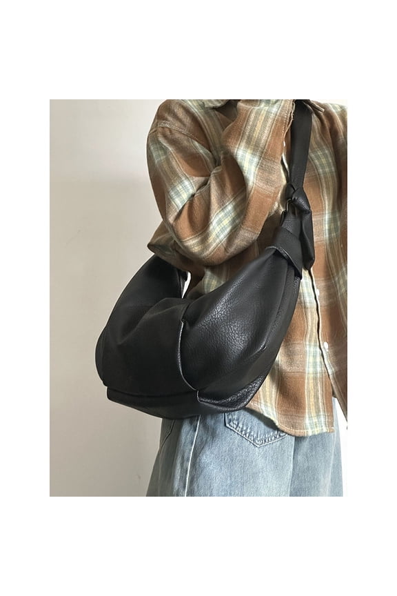 Hobo Purse for Women - Slouchy Crescent Tote Retro Pleated Vegan Leather Shoulder Bag Knot Soft Vintage Handbag​
