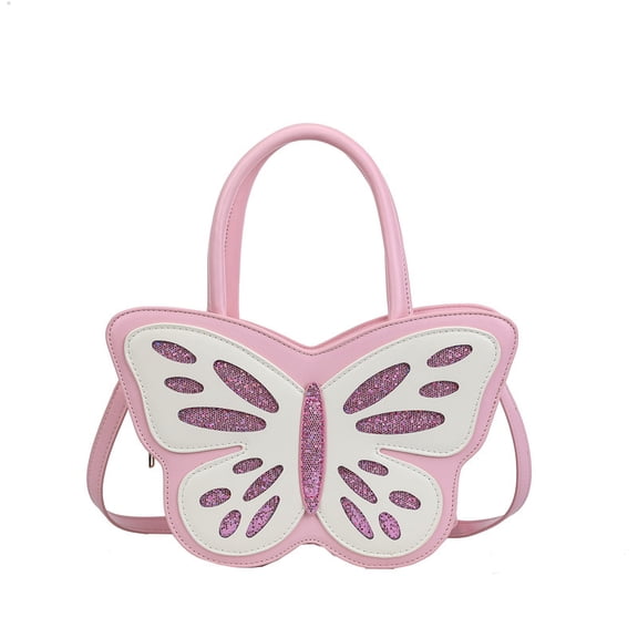 Baguery Hollow Butterfly Crossbody Bag - PU Leather Sequin Cartoon Shoulder Purse, Novelty Fashion Clutch