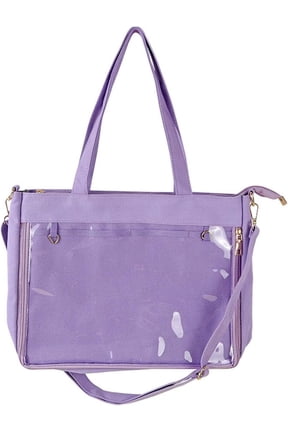 Ita Bag Canvas Shoulder Tote - Large Transparent Display Window Kawaii Anime Purse, Adjustable Crossbody Bag