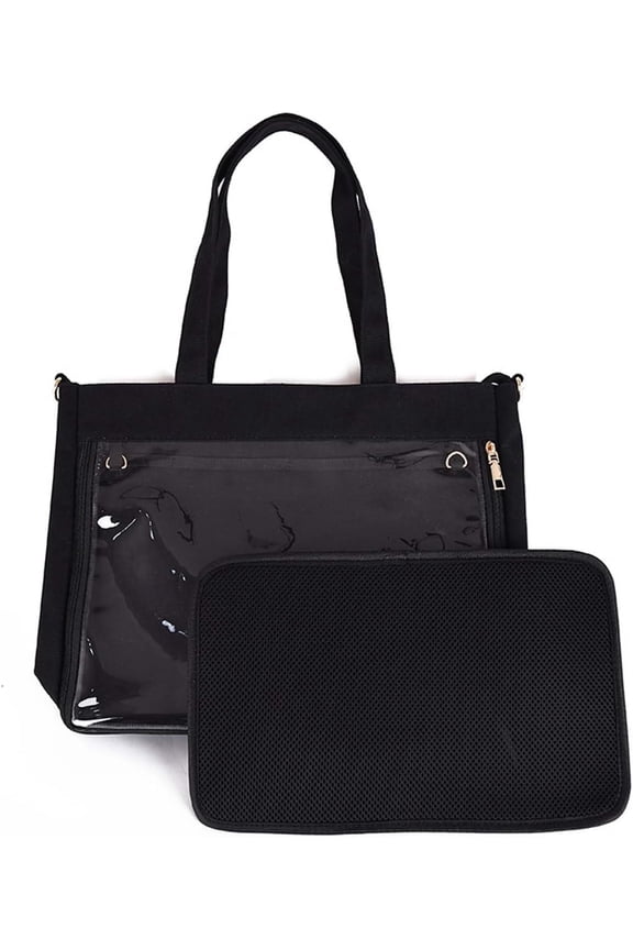 Ita Bag Canvas Shoulder Tote - Large Transparent Display Window Kawaii Anime Purse, Adjustable Crossbody Bag