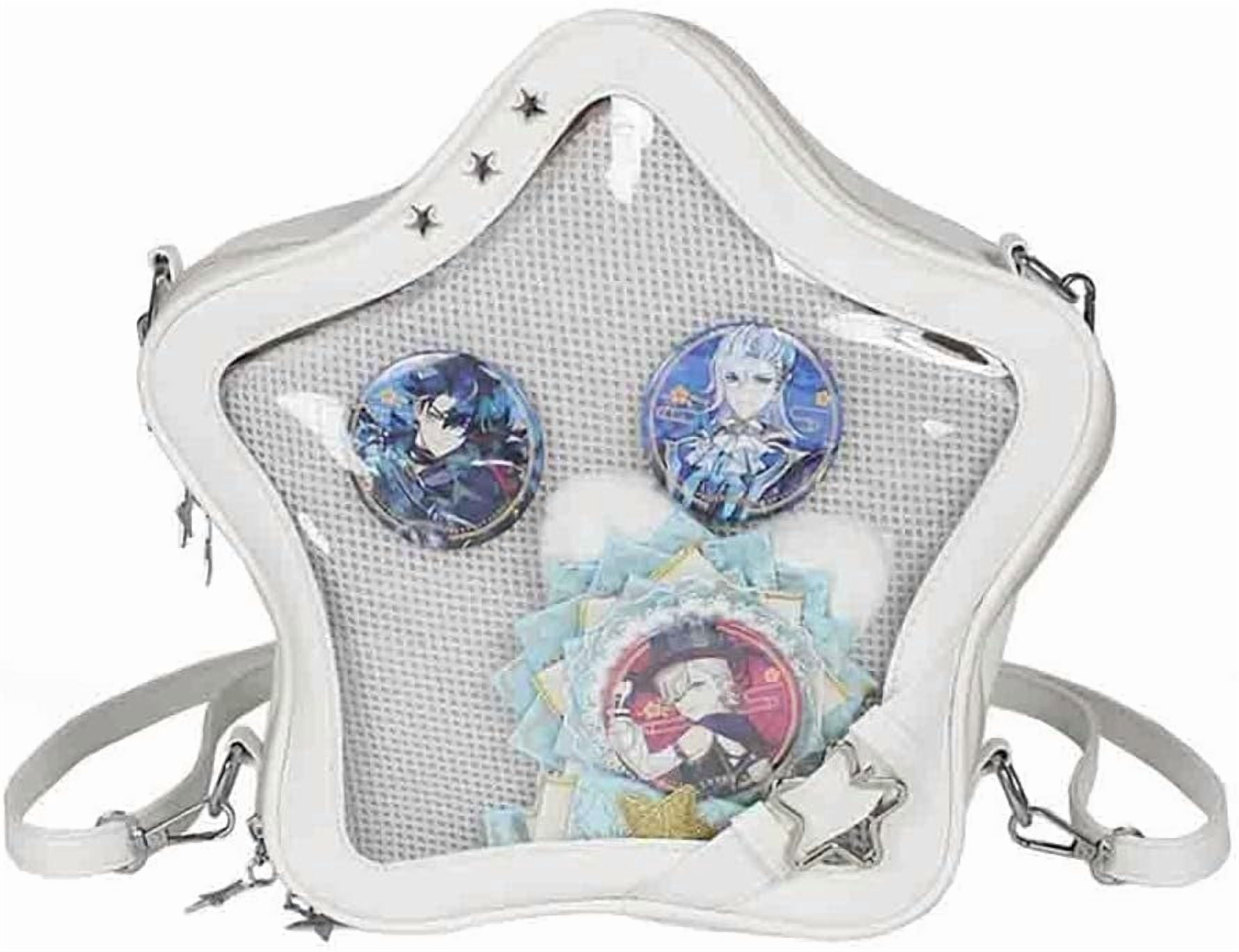 Baguery Ita Bag Star Shaped Purse - PU Leather Cute Clear Crossbody Bag, Kawaii Pin Display Shoulder Bag (Bare Bag)​